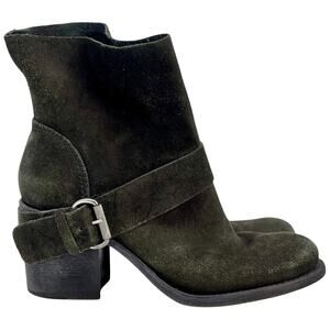 Vera Wang Lavender Casey Boots Black Suede Moto Buckle Strap Block Heel - 9.5